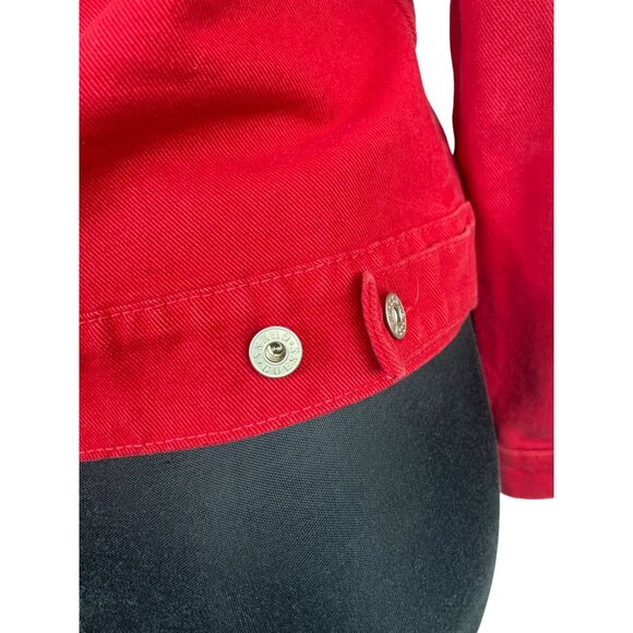 Vintage Guess Jeans Women's Button Down Red Denim Jean Jacket Sz M - Picture 6 of 13